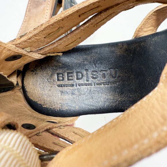 Bed Stu Black Leather Flat Gladiator Sandals Women's 7 Back Zip Made in Mexico - Picture 8 of 10